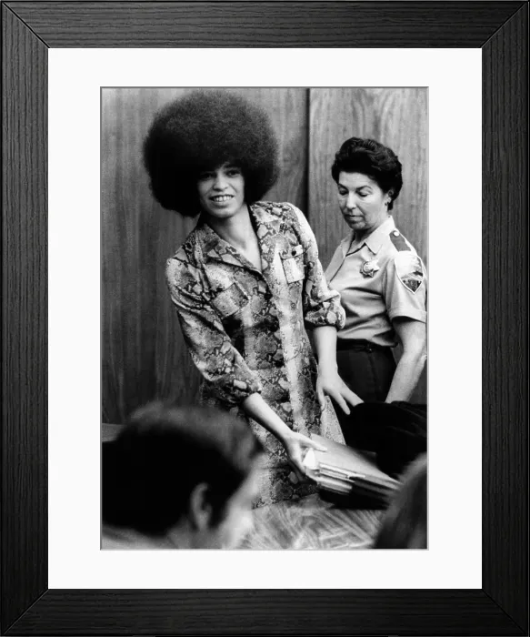 Framed Print : Angela Davis in courtroom. She was charged with conspiracy, kidnap and murder, but eventually acquitted, 1971. Courtesy: CSU Archives / Everett Collection