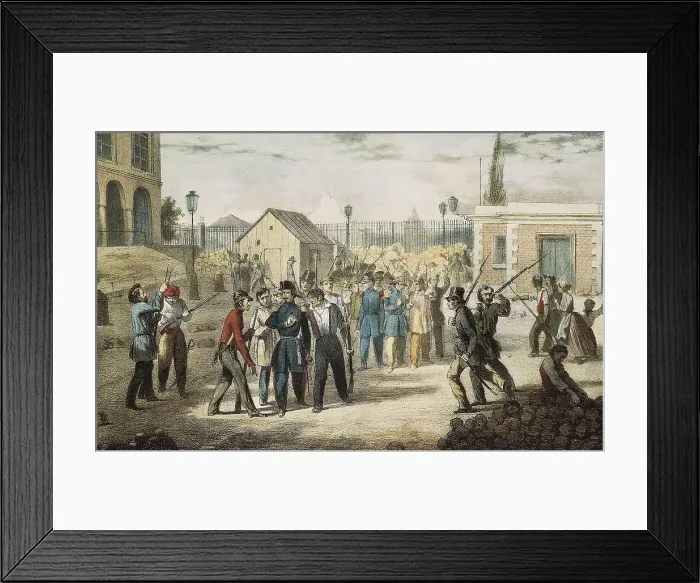 Framed Print : Revolution of 1849 in Paris. Attack on the Barrire Fontainebleau (Juin 25, 1848). Litography. FRANCE. Paris. Muse Carnavalet (Carnavalet Museum)
