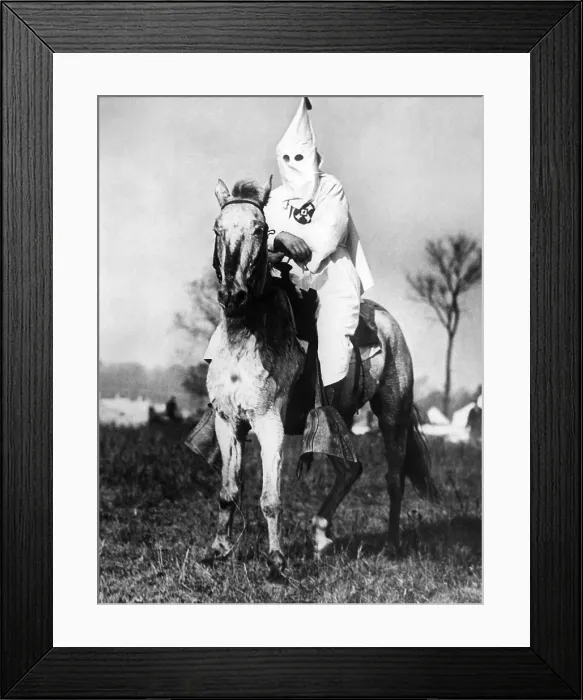 Framed Print : Klansman doing sentry duty near the Klan encampment at Kiles, Ohio