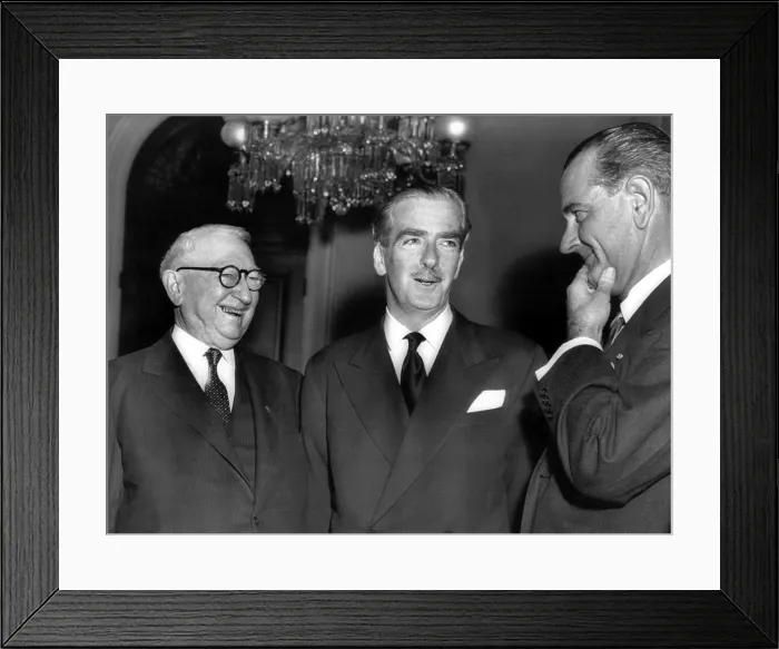 Framed Print : Senetor Walter F. George, British Prime Minister Anthony Eden, Senator Lyndon Johnson.February 2, 1956. Courtesy: CSU Archives / Everett Collection