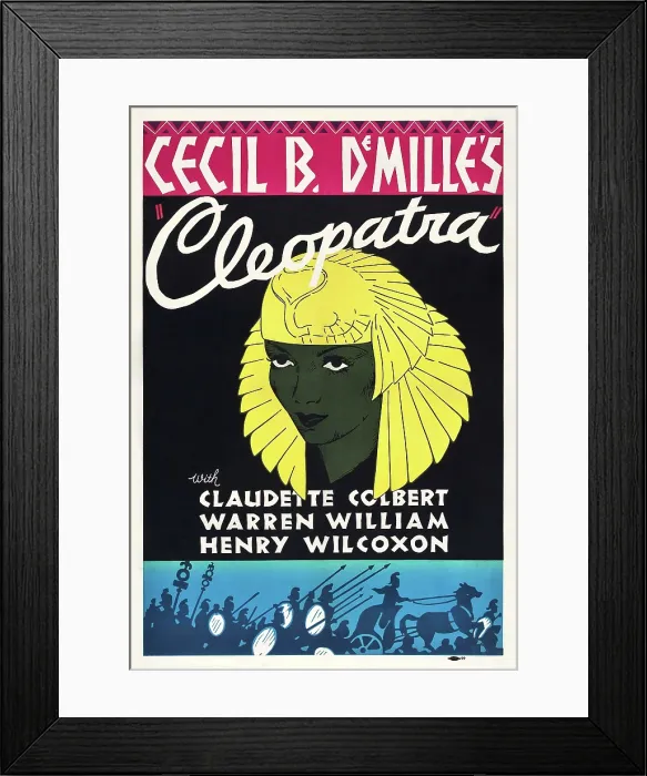 Framed Print : CLEOPATRA, Claudette Colbert on poster art, 1934