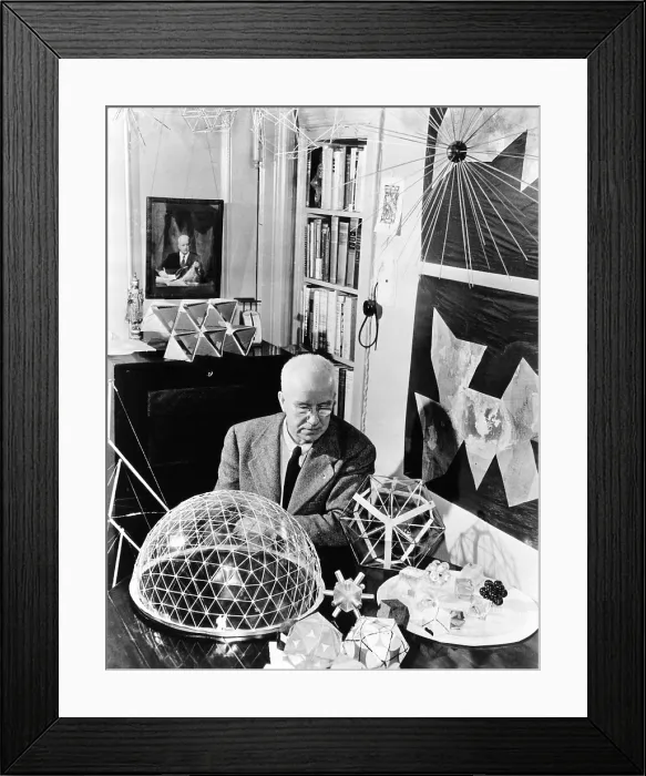 Framed Print : EV1871 - Visionry designer and inventor R. Buckminster Fuller, creator of the geodosic dome, c. 1958. Courtesy: CSU Archives  /  Everett Collection