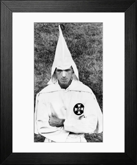 Framed Print : Ku Klux Klansman folds his arms in a traditional Klan posture at a cross burning at a small farm near Indianapolis. July 25, 1975. (CSU_ALPHA_1180) CSU Archives / Everett Collection