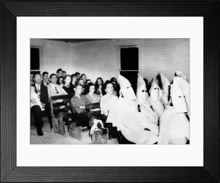 Framed Print : 75 Ku Klux Klansman joined the congregation of the Massay Line Church of God, located near Birmingham, Alabama