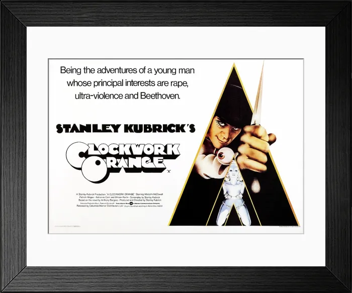 Framed Print : A CLOCKWORK ORANGE, British poster art, Malcolm McDowell, 1971