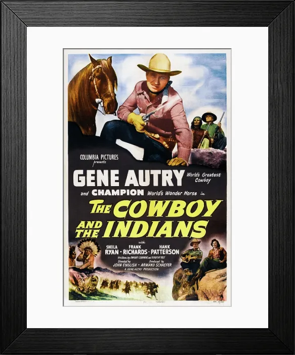 Framed Print : THE COWBOY AND THE INDIANS, US poster art, top center: Gene Autry, 1949