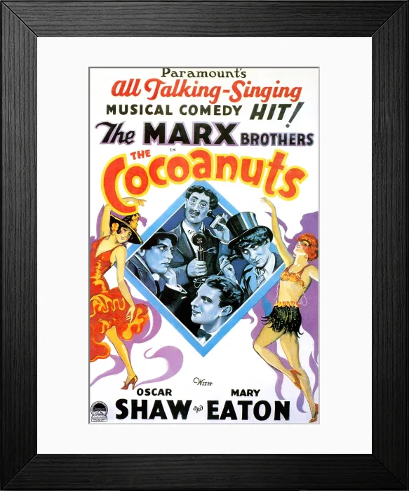 Framed Print : THE COCOANUTS, (clockwise center): Chico Marx, Groucho Marx, Harpo Marx, Zeppo Marx, 1929, poster art