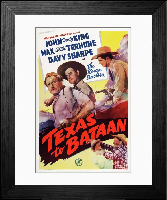 Framed Print : TEXAS TO BATAAN, US poster art, Tex Palmer, John King, David Sharpe, Max Terhune, 1942