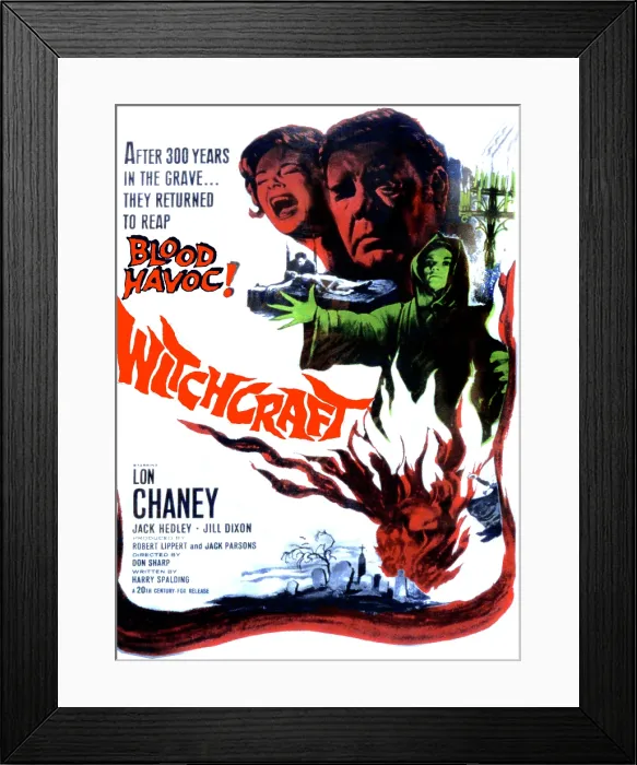 Framed Print : WITCHCRAFT, from left: Jill Dixon, Lon Chaney Jr. Yvette Rees, 1964, TM and Copyright 20th Century Fox. All rights reserved / Courtesy Everett Collection Framed Print : WITCHCRAFT, from left: Jill Dixon, Lon Chaney Jr. Yvette Rees, 1964, TM and Copyright 20th Century Fox. All rights reserved / Courtesy Everett Collection