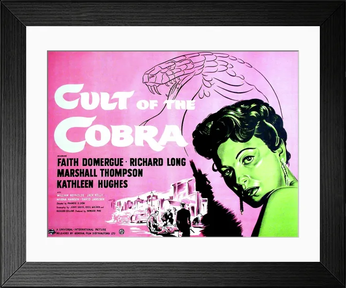 Framed Print : CULT OF THE COBRA, Faith Domergue, British poster art, 1955 Framed Print : CULT OF THE COBRA, Faith Domergue, British poster art, 1955