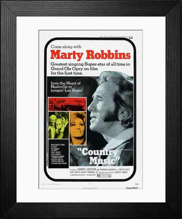 Framed Print : COUNTRY MUSIC, US poster art, right: Marty Robbins, bottom right: Tammy Wynette, 1972