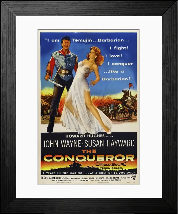 Framed Print : THE CONQUEROR, US poster art, from left: John Wayne, Susan Hayward, 1956 Framed Print : THE CONQUEROR, US poster art, from left: John Wayne, Susan Hayward, 1956