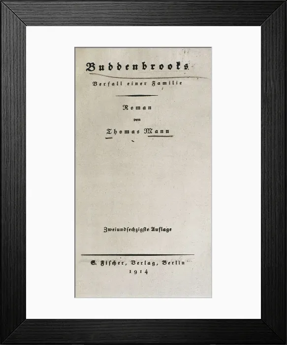Framed Print : MANN, Thomas (1875-1955). Covr of 'Buddenbrooks', novel written in 1901, publshed in Berln in 1914. FRANCE. Paris. National Library