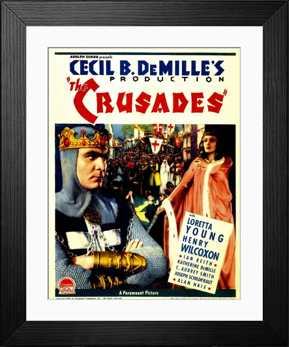 Framed Print : THE CRUSADES, from left: Henry Wilcoxon, Loretta Young on midget window card, 1935 Framed Print : THE CRUSADES, from left: Henry Wilcoxon, Loretta Young on midget window card, 1935