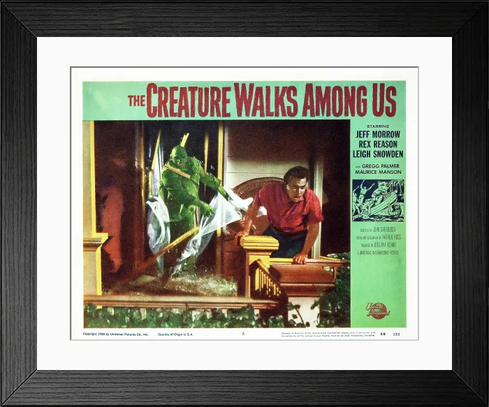 Framed Print : THE CREATURE WALKS AMONG US lobbycard, 1956 Framed Print : THE CREATURE WALKS AMONG US lobbycard, 1956