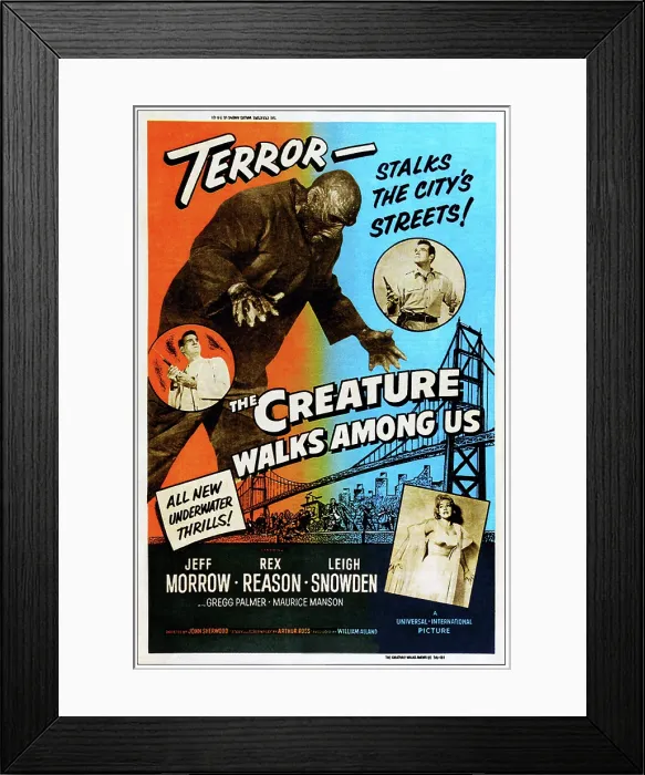 Framed Print : THE CREATURE WALKS AMONG US, clockwise from left: Jeff Morrow, Rex Reason, Leigh Snowden, center: Don Megowan, 1956