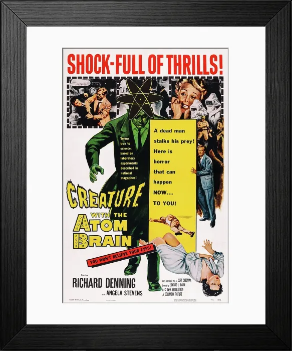 Framed Print : CREATURE WITH THE ATOM BRAIN, center right: Richard Denning, 1955 Framed Print : CREATURE WITH THE ATOM BRAIN, center right: Richard Denning, 1955