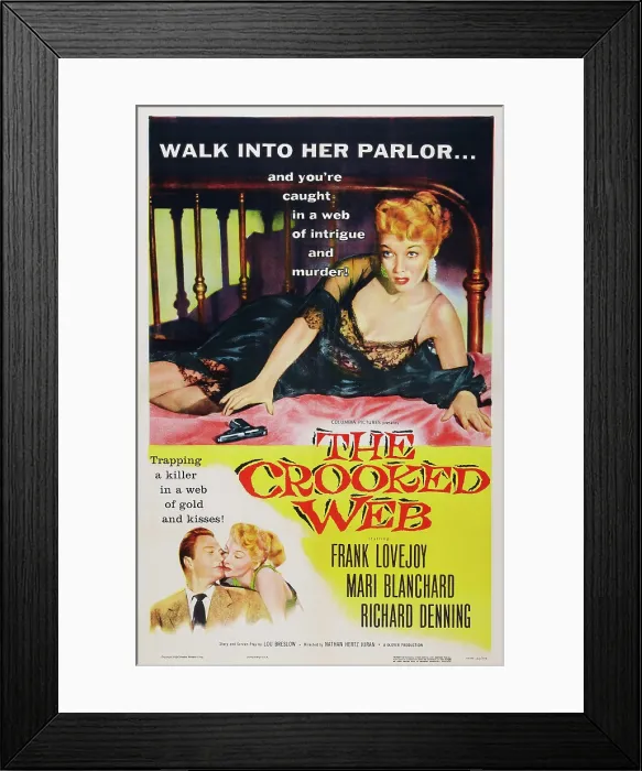 Framed Print : THE CROOKED WEB, top: Mari Blanchard, bottom from left: Frank Lovejoy, Mari Blanchard, 1955