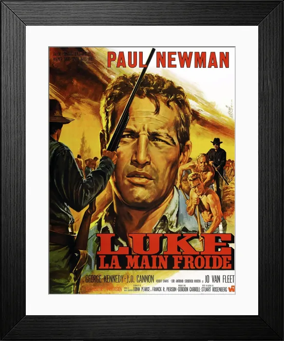 Framed Print : COOL HAND LUKE (aka LUKE LA MAIN FROIDE), Paul Newman on French poster art, 1967 Framed Print : COOL HAND LUKE (aka LUKE LA MAIN FROIDE), Paul Newman on French poster art, 1967