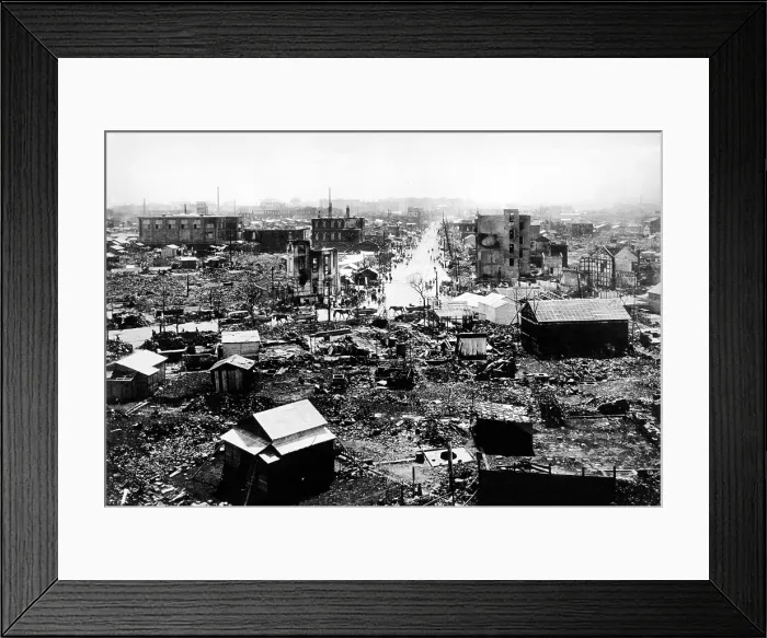 Framed Print : Tokyo in ruins after the 1923 earthquake. Image shows Tokyo Station and Hibiya Park. There were 105, 385 confirmed deaths and 40, 000 missing. Sept. 1, 1923 Framed Print : Tokyo in ruins after the 1923 earthquake. Image shows Tokyo Station and Hibiya Park. There were 105, 385 confirmed deaths and 40, 000 missing. Sept. 1, 1923