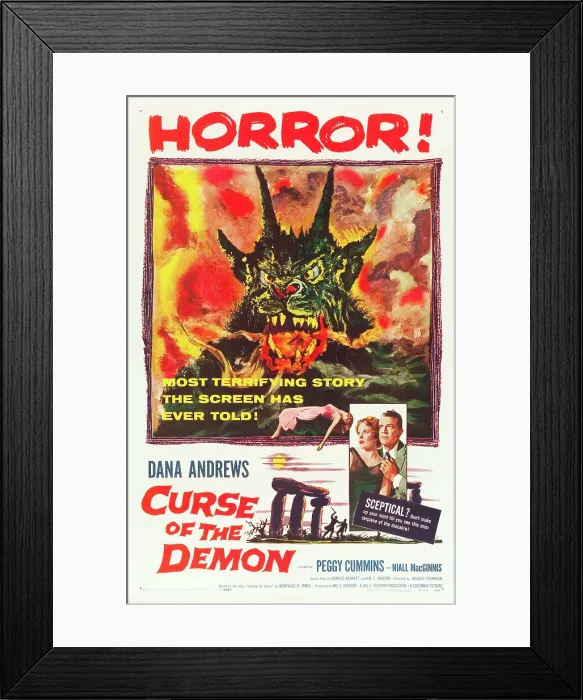Framed Print : CURSE OF THE DEMON (aka NIGHT OF THE DEMON), bottom right: Peggy Cummins, Dana Andrews, 1957