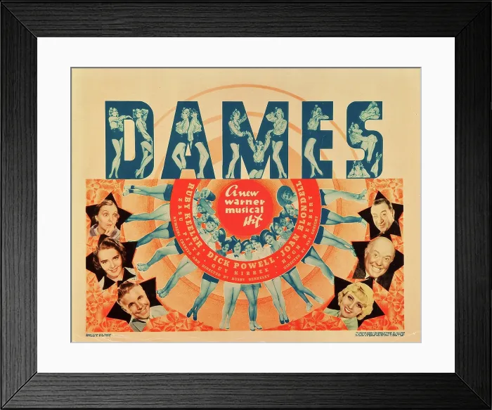 Framed Print : DAMES, bottom from left: Zasu Pitts, Ruby Keeler, Dick Powell, Joan Blondell, Guy Kibbee, Hugh Herbert, 1934