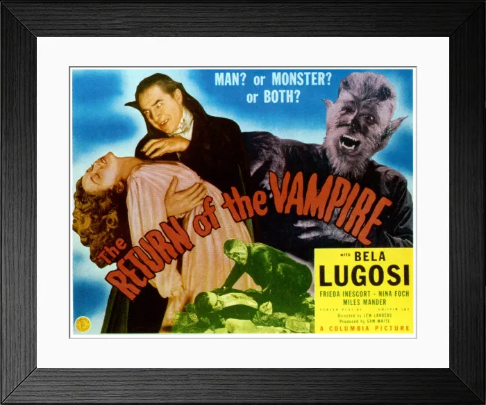 Framed Print : THE RETURN OF THE VAMPIRE, Nina Foch, Bela Lugosi, Matt Willis, 1944