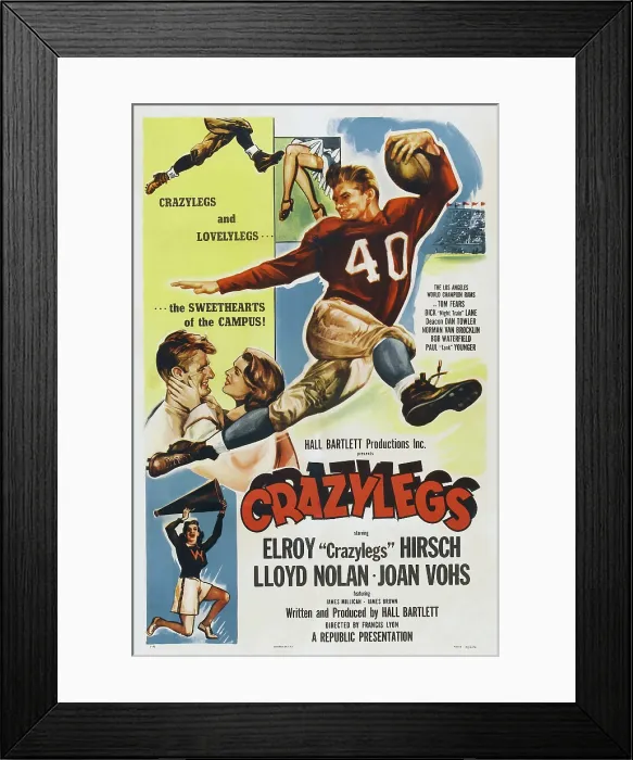 Framed Print : CRAZYLEGS, top center and bottom left: Elroy Crazylegs Hirsch, 1953