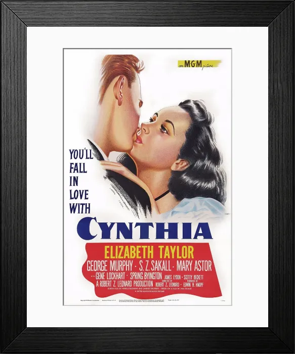 Framed Print : CYNTHIA, US poster art, Elizabeth Taylor, 1947
