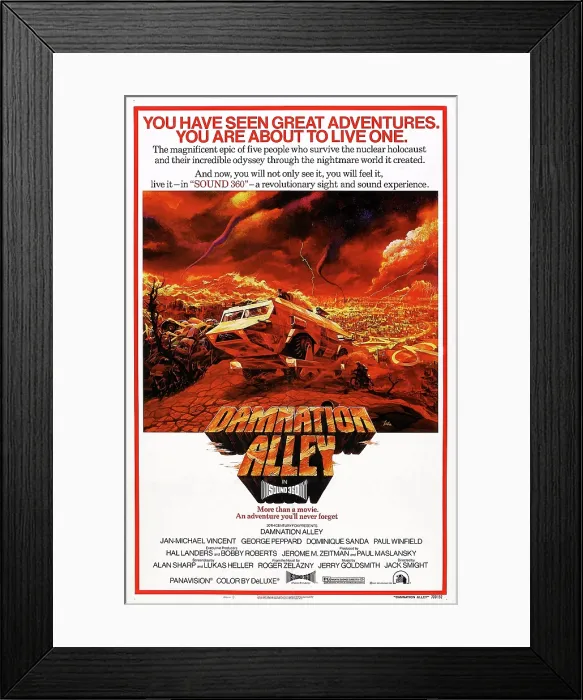 Framed Print : DAMNATION ALLEY, US poster art, 1977, TM and Copyright 20th Century Fox Film Corp. All rights reserved. / courtesy Everett Collection Framed Print : DAMNATION ALLEY, US poster art, 1977, TM and Copyright 20th Century Fox Film Corp. All rights reserved. / courtesy Everett Collection