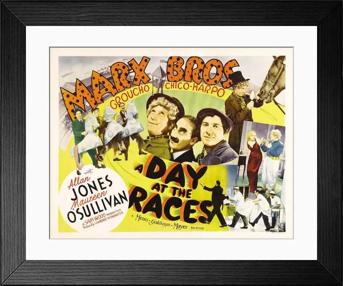 Framed Print : A DAY AT THE RACES, Harpo Marx, Groucho Marx, Chico Marx, 1937