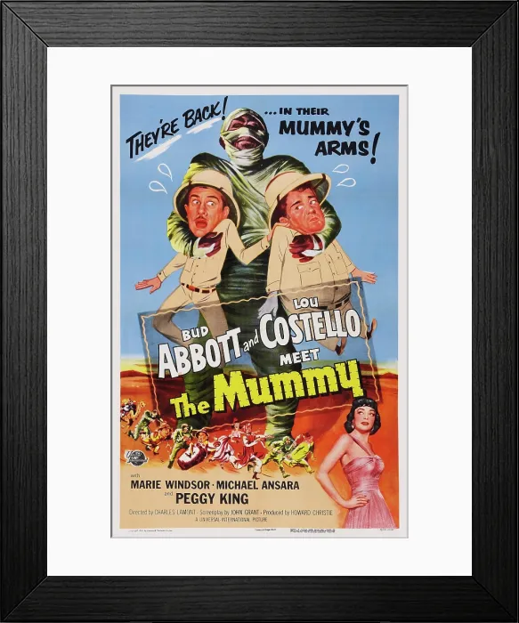 Framed Print : ABBOTT AND COSTELLO MEET THE MUMMY, (aka ABBOTT & COSTELLO MEET THE MUMMY), US poster, top from left: Bud Abbott, Eddie Parker (as the Mummy'), Lou Costello Framed Print : ABBOTT AND COSTELLO MEET THE MUMMY, (aka ABBOTT & COSTELLO MEET THE MUMMY), US poster, top from left: Bud Abbott, Eddie Parker (as the Mummy'), Lou Costello