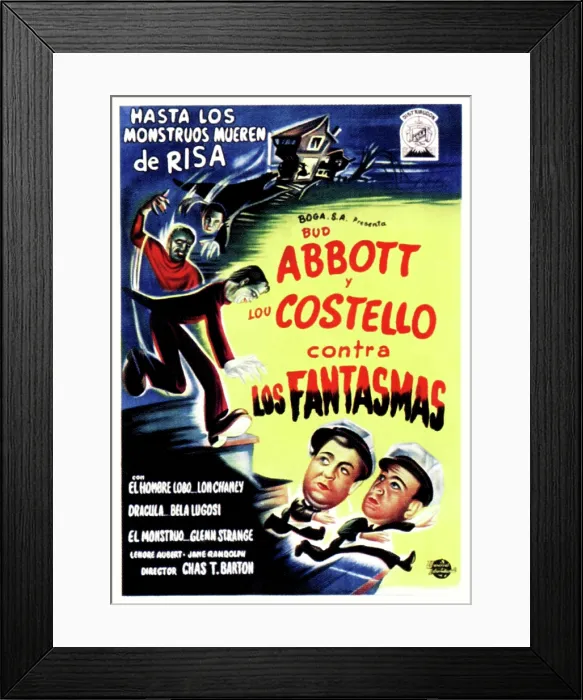 Framed Print : ABBOTT AND COSTELLO MEET FRANKENSTEIN, (aka CONTRA LOS FANTASMAS), Abbott & Costello-lower right: Lou Costello, Bud Abbott on Spanish poster art, 1948 Framed Print : ABBOTT AND COSTELLO MEET FRANKENSTEIN, (aka CONTRA LOS FANTASMAS), Abbott & Costello-lower right: Lou Costello, Bud Abbott on Spanish poster art, 1948