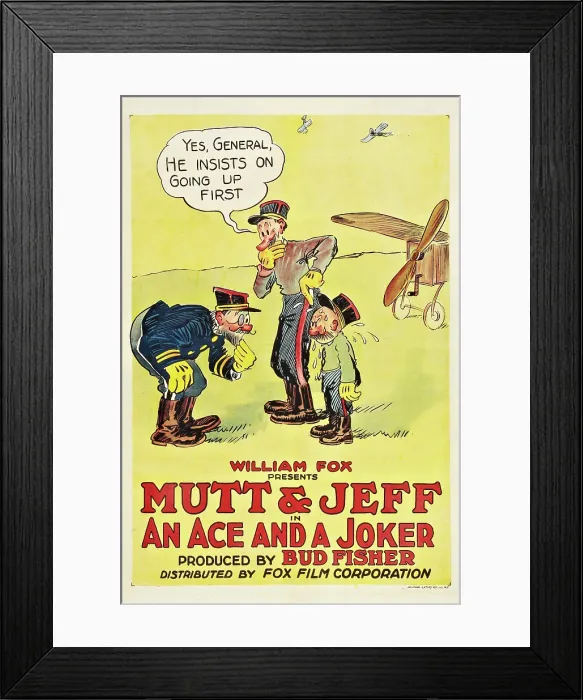 Framed Print : AN ACE AND A JOKER, US poster art, center: Mutt, right: Jeff, 1918, TM and Copyright 20th Century Fox Film Corp. All rights reserved. / courtesy Everett Collection
