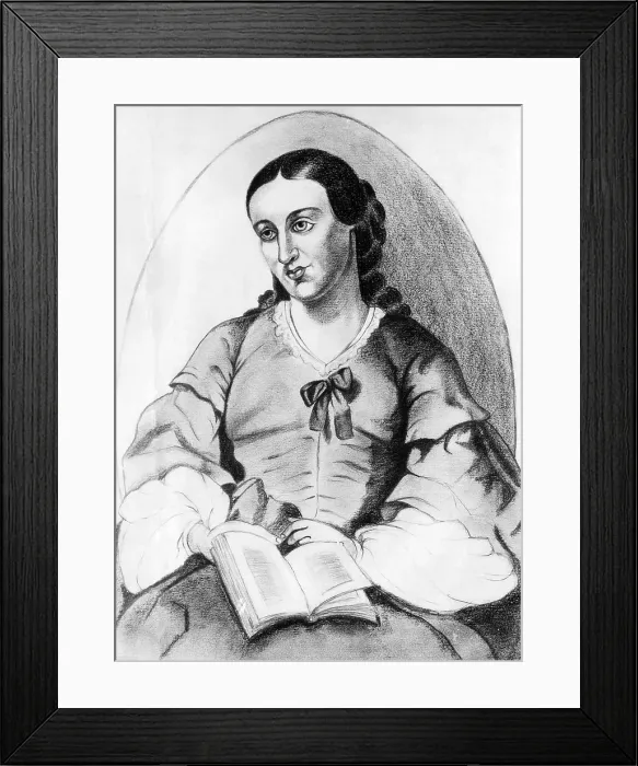 Framed Print : A pencil drawing of America's pioneer feminist Margaret Fuller by S.W. Bergman. ca. mid 1800s.. Courtesy: CSU Archives  /  Everett Collection
