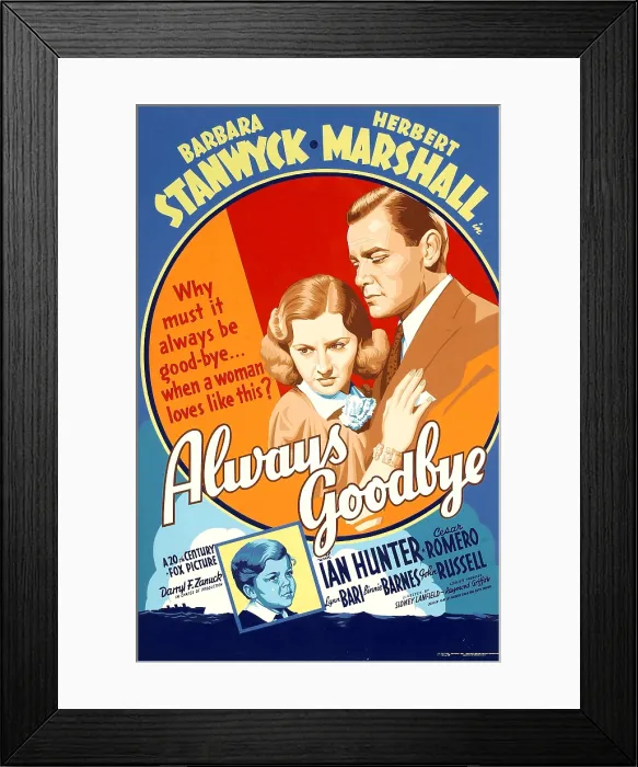 Framed Print : ALWAYS GOODBYE, top from left: Barbara Stanwyck, Herbert Marshall, bottom: John Russell, 1938, TM and Copyright 20th Century Fox Film Corp