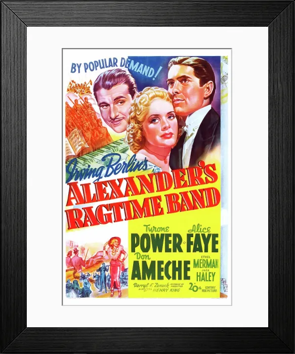 Framed Print : ALEXANDER'S RAGTIME BAND, US poster, top from left: Don Ameche, Alice Faye, Tyrone Power, 1938, TM and Copyright 20th Century Fox Film Corp