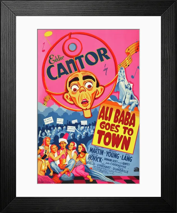 Framed Print : ALI BABA GOES TO TOWN, US poster art, top: Eddie Cantor, bottom left center: Eddie Cantor, 1937, TM and Copyright 20th Century Fox Film Corp Framed Print : ALI BABA GOES TO TOWN, US poster art, top: Eddie Cantor, bottom left center: Eddie Cantor, 1937, TM and Copyright 20th Century Fox Film Corp