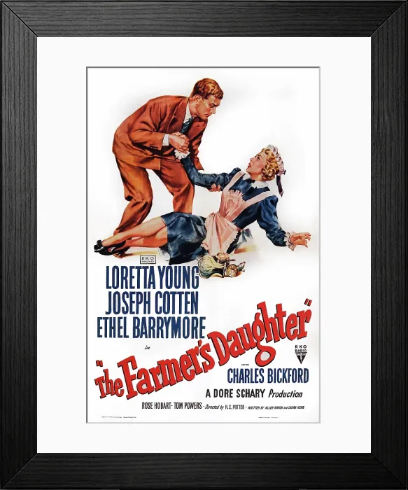 Framed Print : THE FARMER'S DAUGHTER, US poster art, Joseph Cotten, Loretta Young, 1947