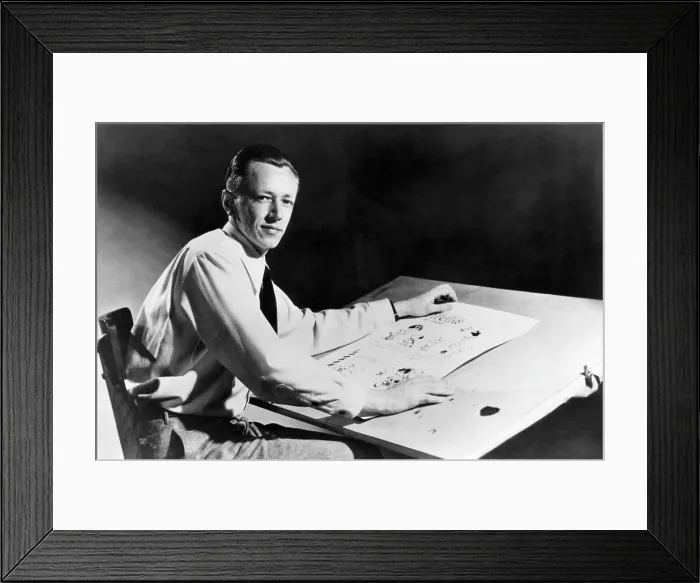 Framed Print : Charles M. Schulz, (1922-2000), American cartoonist and creator of the comic strip Peanuts, c. 1952.. Courtesy: CSU Archives  /  Everett Collection