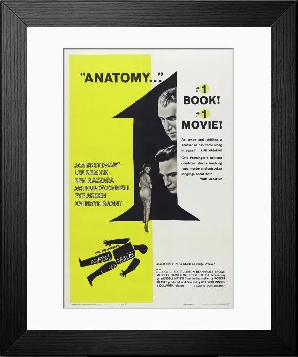 Framed Print : ANATOMY OF A MURDER, US poster art, from top: James Stewart, Ben Gazzara, Lee Remick (bottom left), 1959