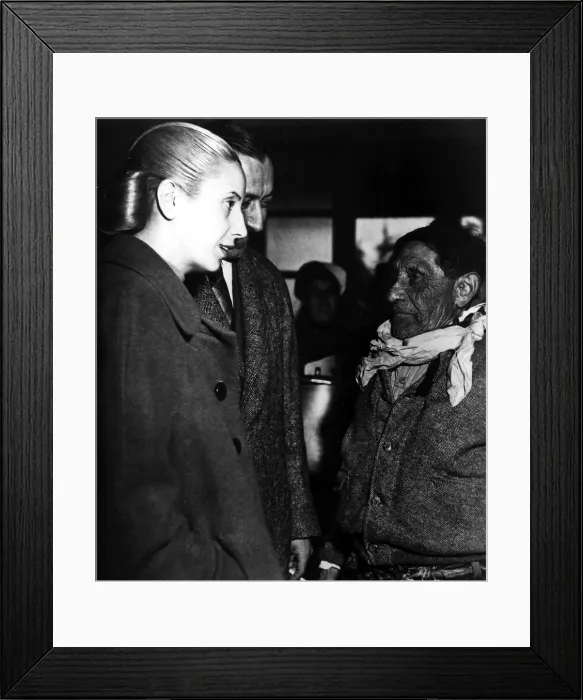 Framed Print : Eva Peron and President Juan Peron speak to a worker, late 1940s. Courtesy: CSU Archives  /  Everett Collection