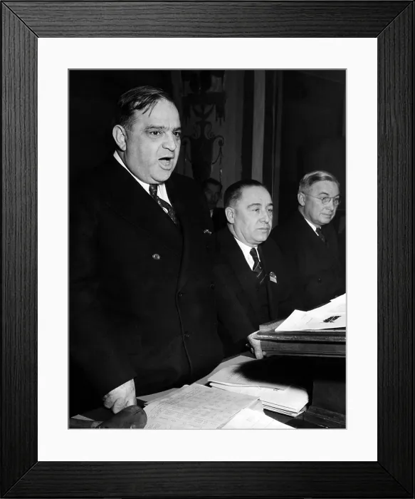 Framed Print : New York Mayor Fiorello LaGuardia, Mayor of Ottawa (Canada) Stanley Lewis, and Mayor of Kansas City John B
