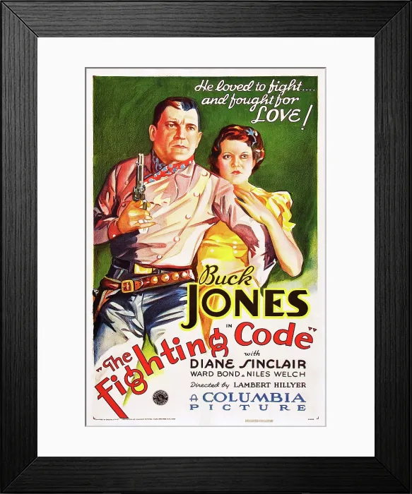 Framed Print : THE FIGHTING CODE, US poster art, from left: Buck Jones, Diane Sinclair, 1933