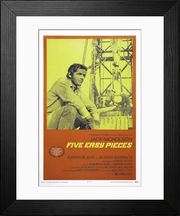 Framed Print : FIVE EASY PIECES, US poster art, Jack Nicholson, 1970