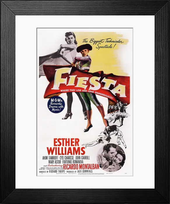 Framed Print : FIESTA, top left and center: Esther Williams, bottom from left: Ricardo Montalban, Cyd Charisse, 1947 Framed Print : FIESTA, top left and center: Esther Williams, bottom from left: Ricardo Montalban, Cyd Charisse, 1947