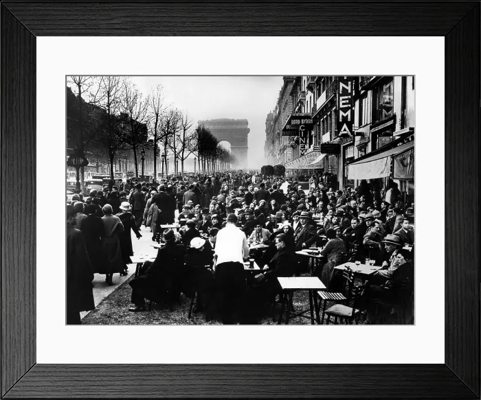 Framed Print : Easter Monday on the Champs Elysees with customers at Apertif hour. 4 / 10 / 34. Courtesy: CSU Archives / Everett Collection