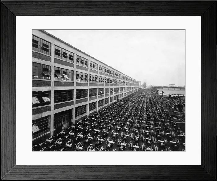 Framed Print : 1, 000 Ford Model T Chassis, outside the Highland Park Plant, 1913. Courtesy: CSU Archives / Everett Collection Framed Print : 1, 000 Ford Model T Chassis, outside the Highland Park Plant, 1913. Courtesy: CSU Archives / Everett Collection