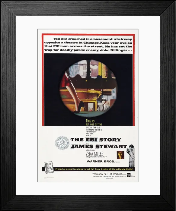 Framed Print : THE FBI STORY, US poster art, center and bottom right: James Stewart, 1959