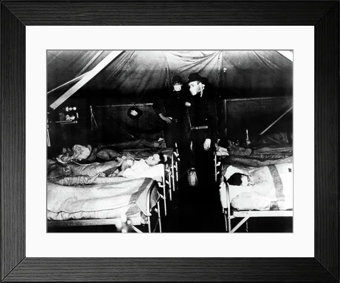 Framed Print : Tents at Camp Murray, Washington serve as isolation facilities for flu victims. circa 1940s, Courtesy: CSU Archives / Everett Collection